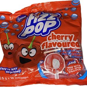 Fizz Pop Cherry flavoured lollipop 10 pack